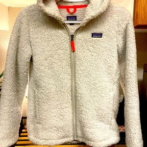 Patagonia Y12 Girls Grey Fleece Zip Up Hoodie EUC